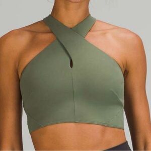 Lululemon Nulu Wrap-Front Longline Bra *Light Support, A/B Cup
Green Twill